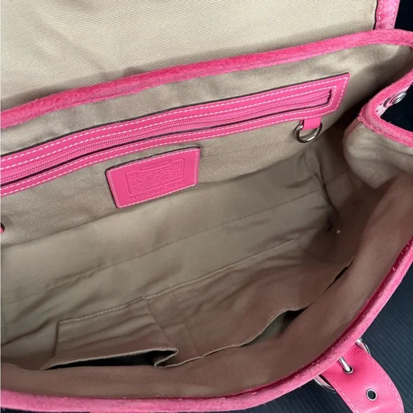 Vintage Coach 7080 pink soho signature canvas jacquard satchel purse suede trim - Picture 10 of 14